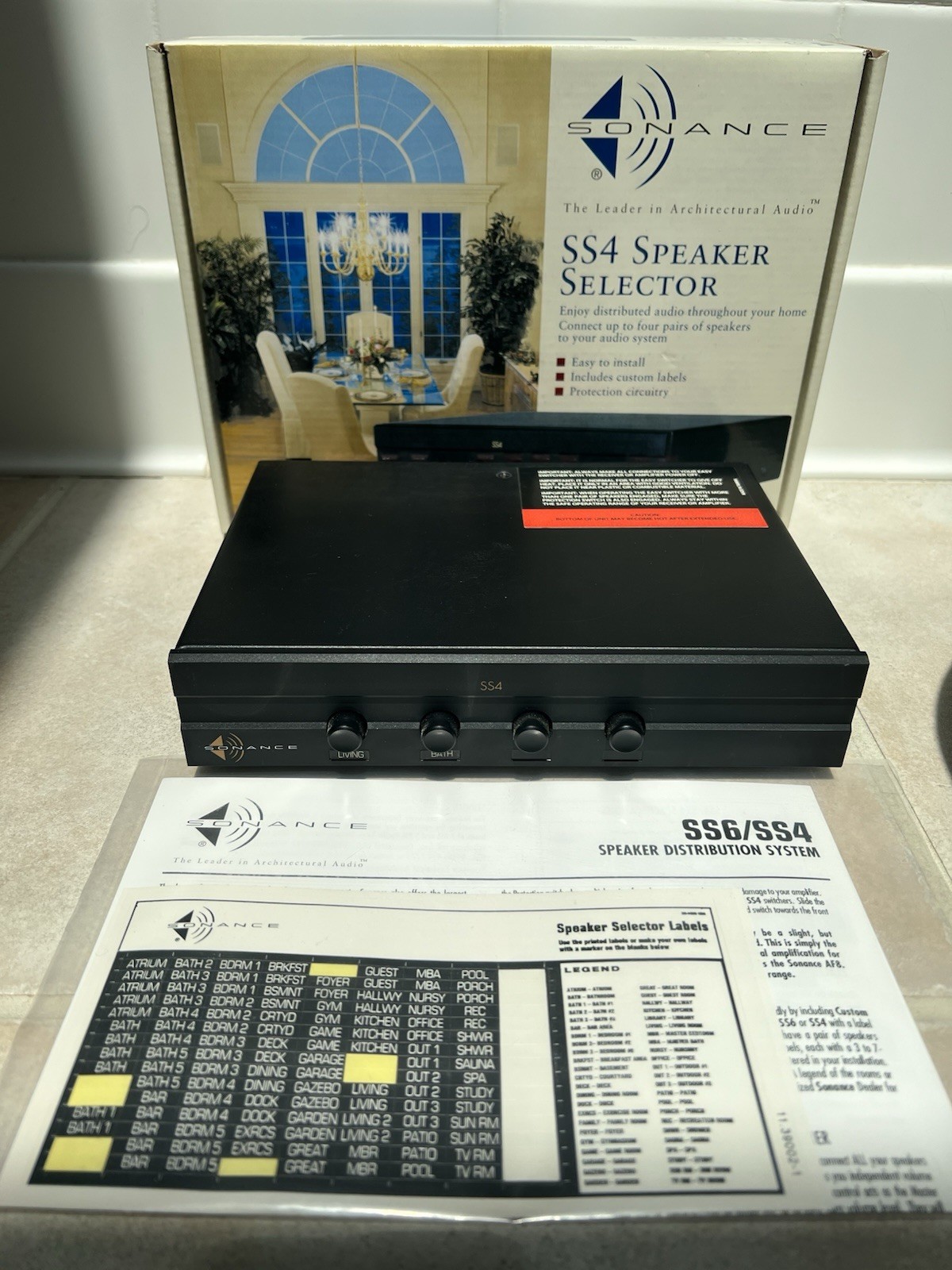 Sonance SS4 Stereo Speaker Selector Controls up to 4 Pairs of Speakers (Black)