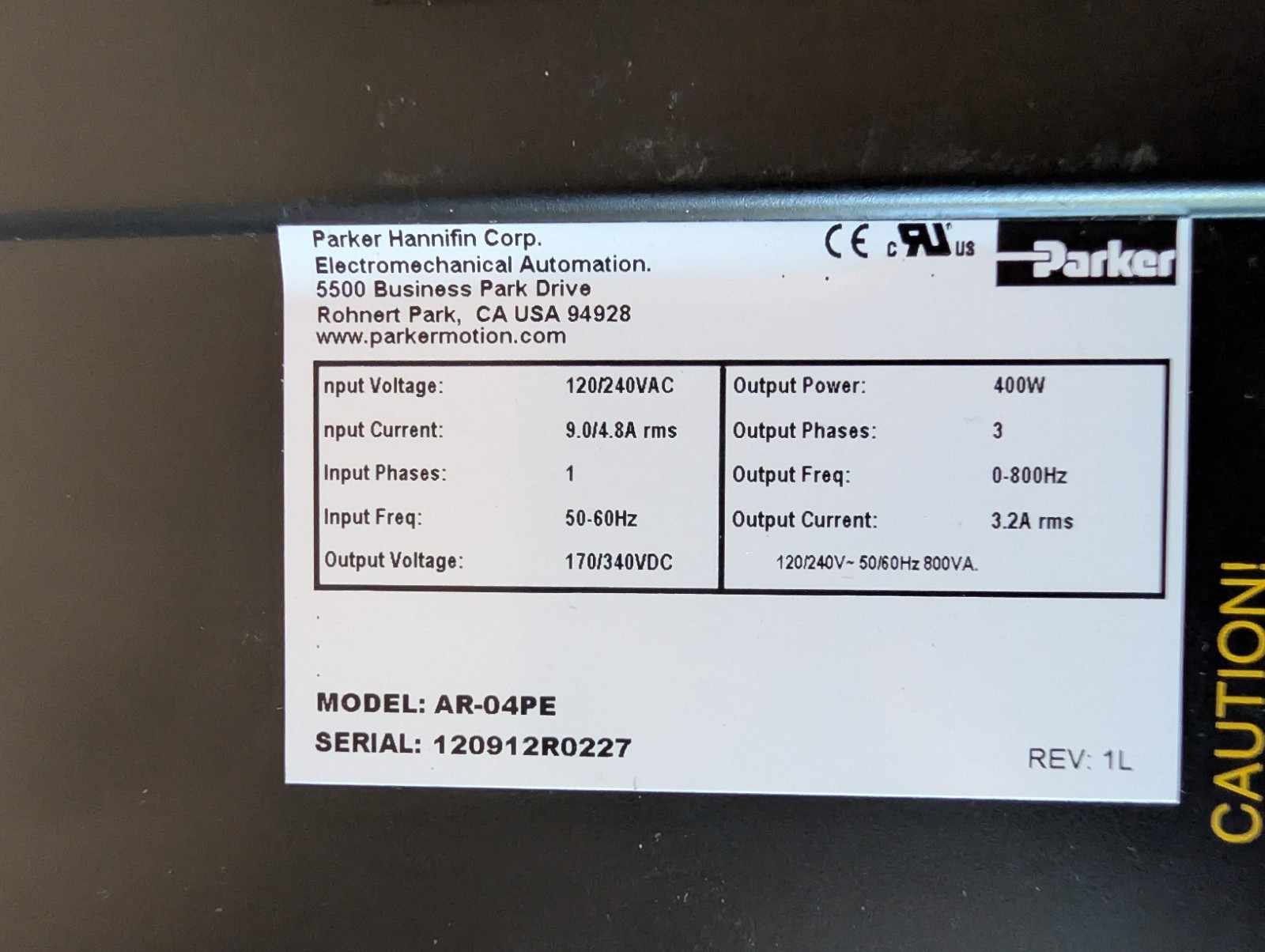 Parker AR-04PE Compumotor Aries Servo Drive