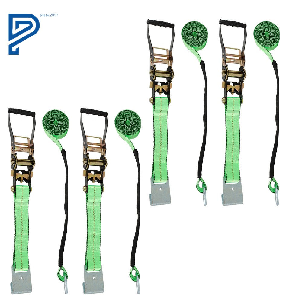 3300 Pound Car Tie down with Flat Hooks Lasso Style 2" X 96" 4 Pack High-Vi