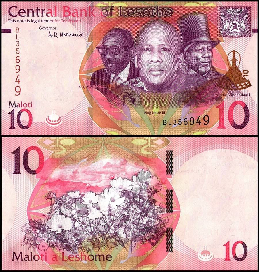 Lesotho 10 Maloti, 2021, P-26, UNC