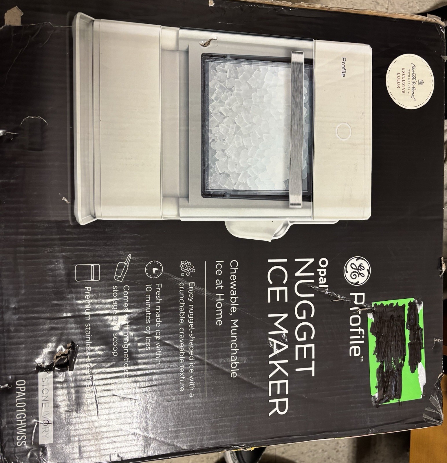 GE Profile Opal Nugget Ice Maker 34 lbs Stone Stainless Steel Portable