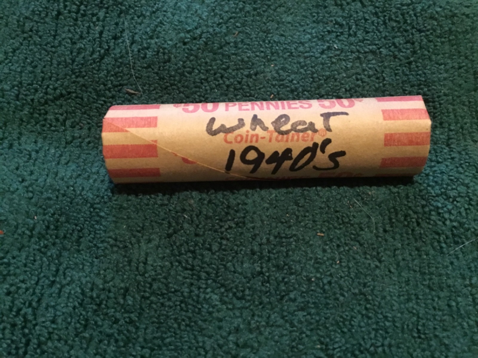 Mixed Roll of 50 Lincoln Wheat Pennies 1940’s, P D & S Mints, Cir.