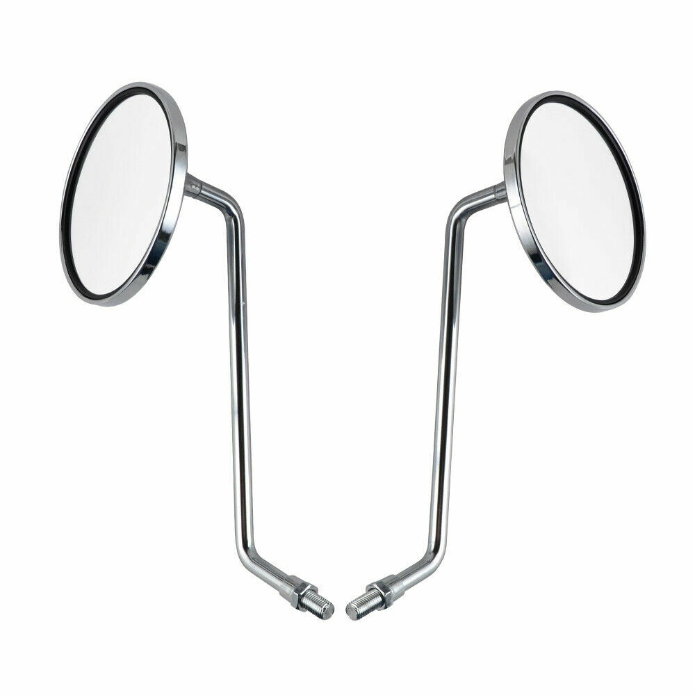 4" Round Mirrors Left & Right with Long Stem Fits Harley-Davidson M10