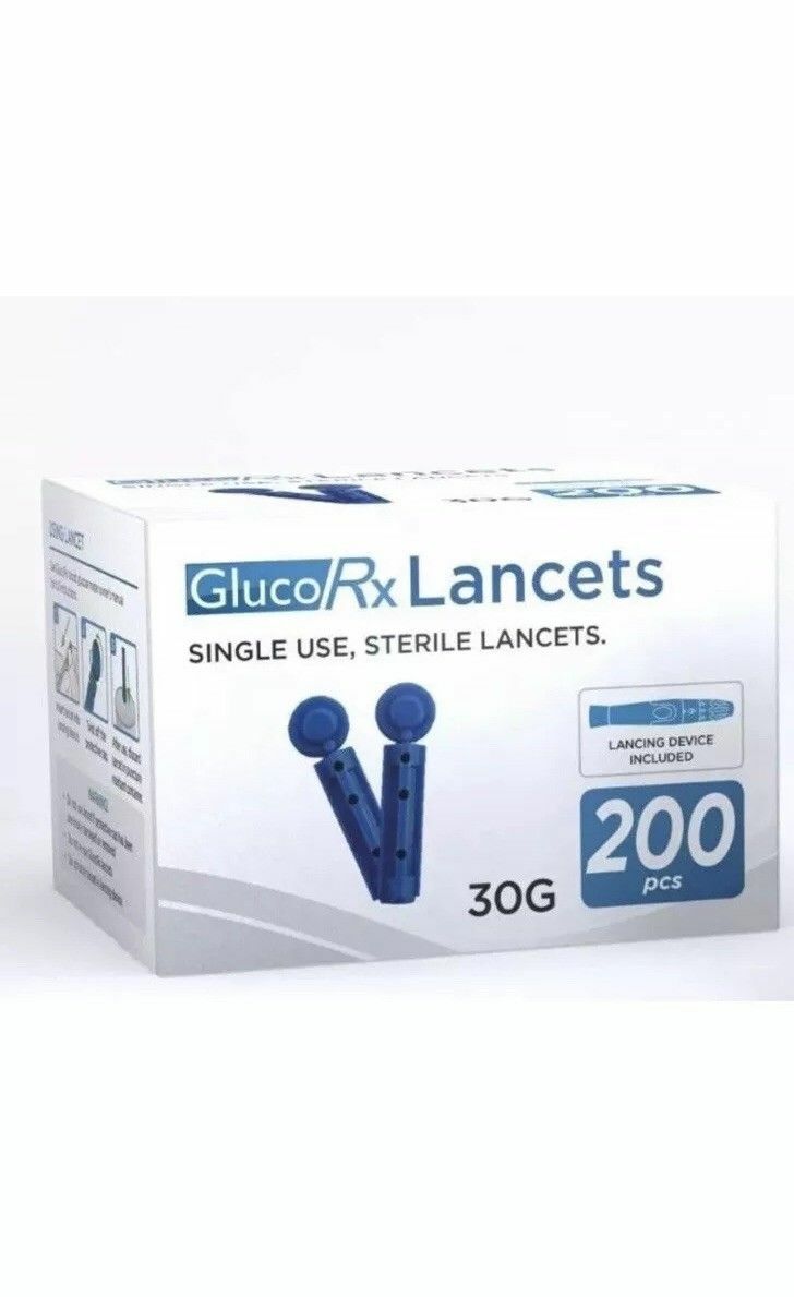 GlucoRx Nexus Lancets Box of 200 Universal Fit Gluco Rx **BRAND NEW & SEALED**