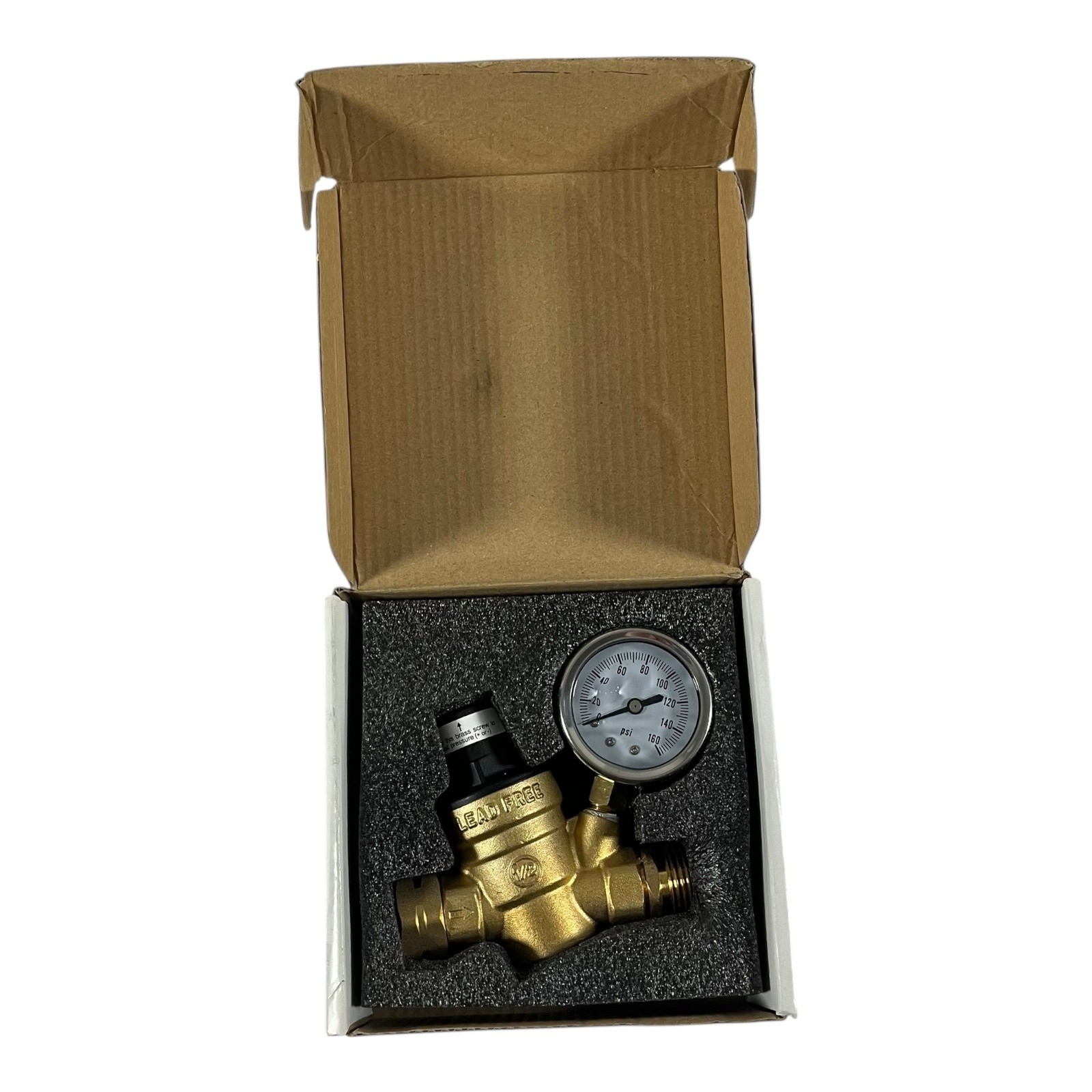 LEADFREE Brass Water Pressure Regulator w/ Gauge XOT06000GO New