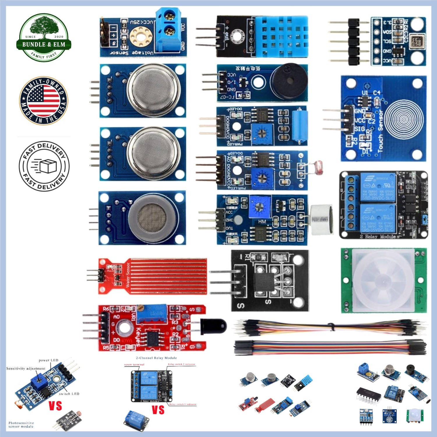 Complete 16-in-1 Sensor Kit for Smart Home Projects with Arduino Compatibility