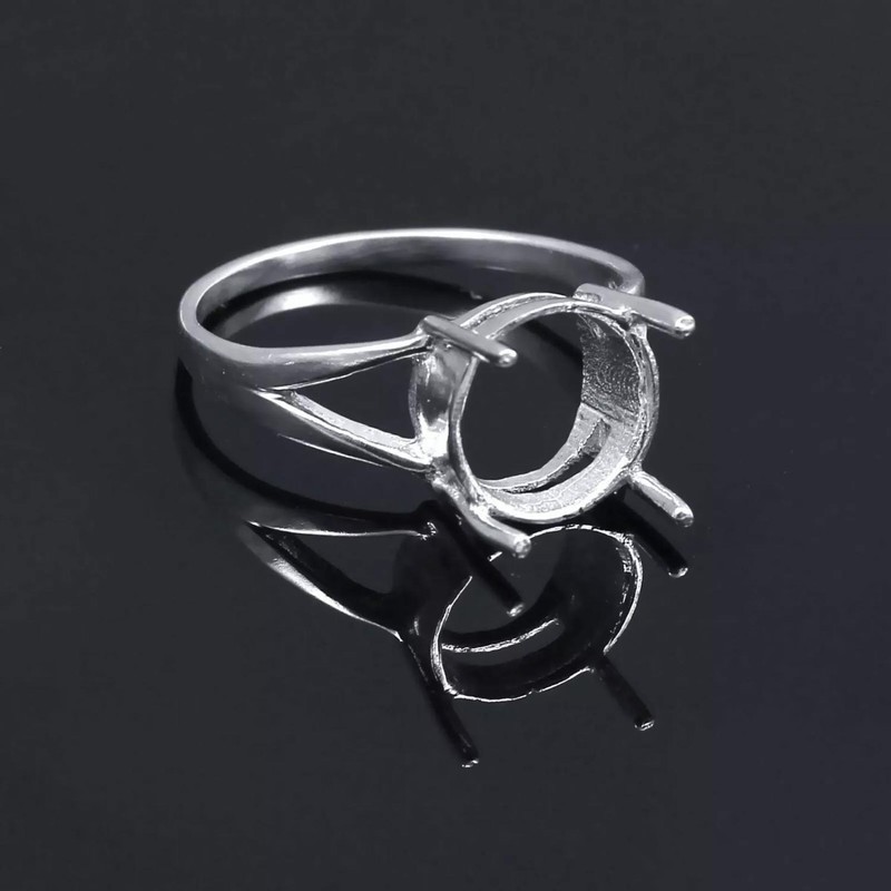 Semi Mount Ring Stone Setting Size 10X10 MM Round Shape 925 Sterling Silver Ring