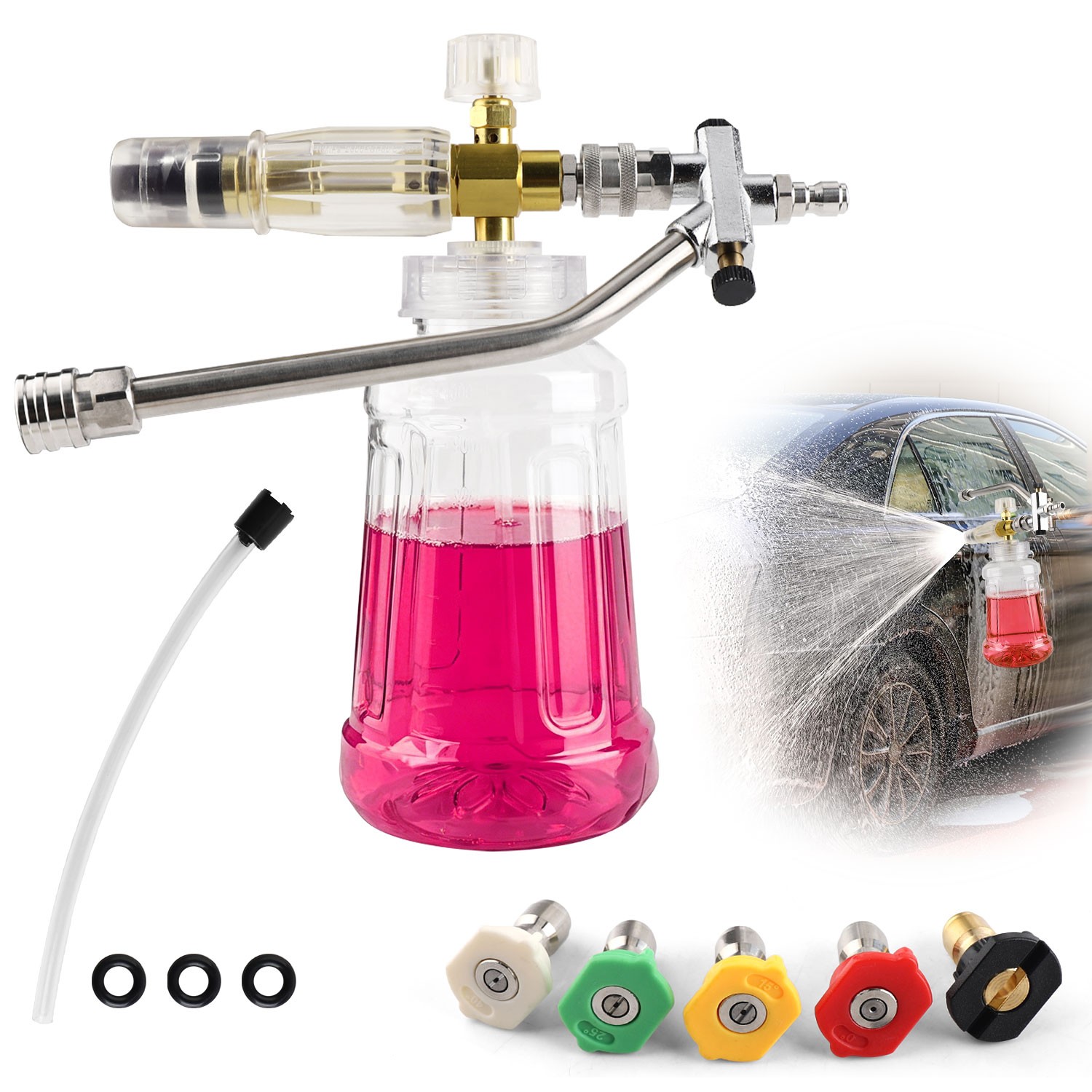 Foam Cannon for Pressure Washer, with Foam Cannon Dual Connector, Double Tip