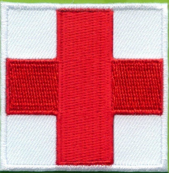 First Aid Red Cross Embroidered Patch w Hook Backing Disabled Veteran Seller!