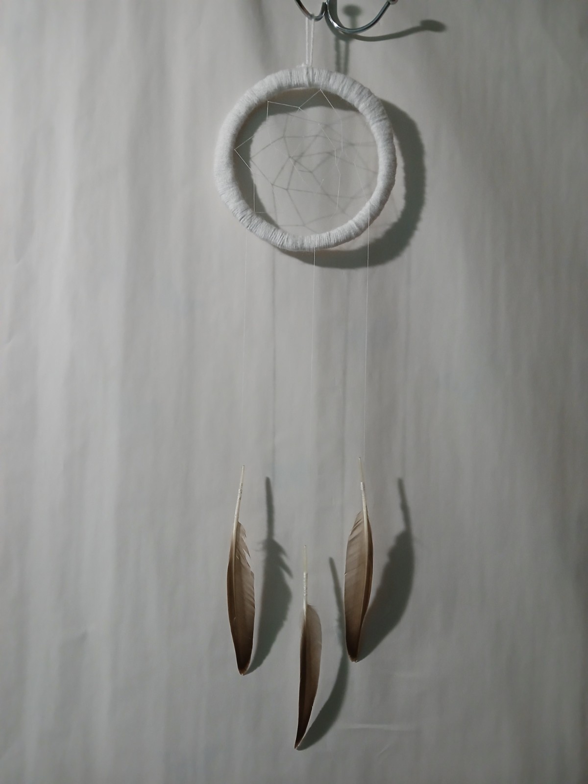 Handmade White Dreamcatcher with Real Duck Feathers Home Decor Gift Idea