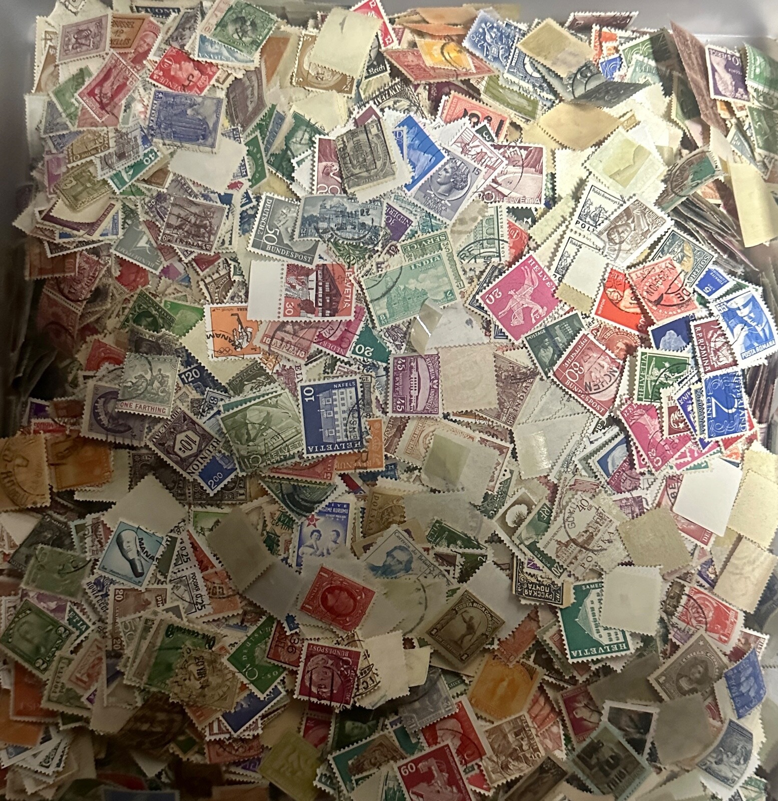 WS300, 6 Packs of 50+ Different Small World Stamps (300+ Total)