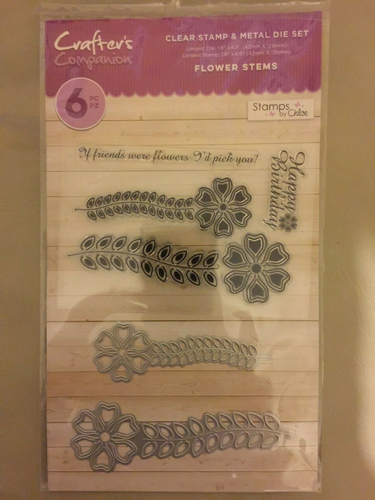 Crafter's Companion Clear Stamp & Metal Die Set - Flower Stems New