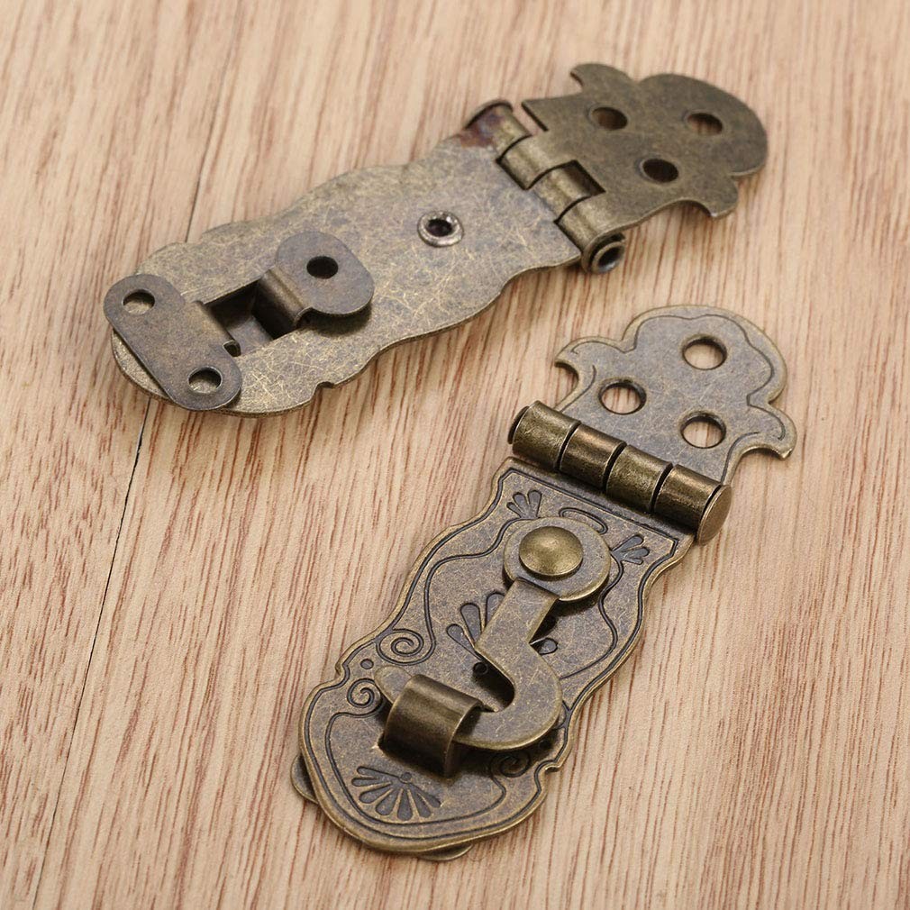 Tiazza 2Pcs Vintage Style Notebook Hasp 90 Degree Hardware Bronze Tone