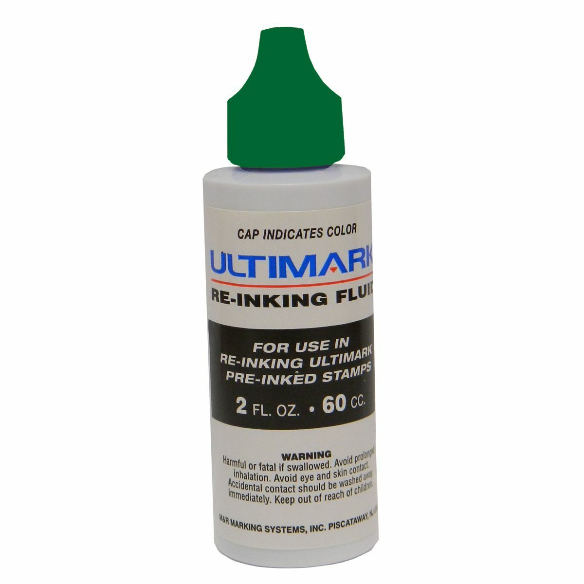 Ultimark Pre-inked Stamp Refill Ink, Green, 2 Oz Drip Spout Bottle