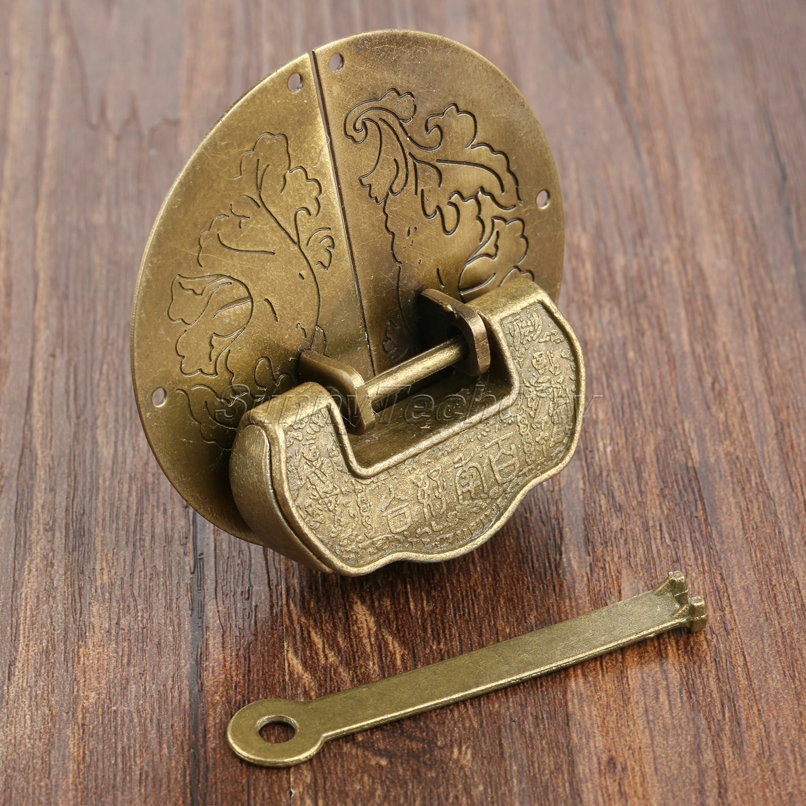 Vintage Cabinet Latches Padlock Box Closet Drawer Lock Clasp Hasp Set Hardware