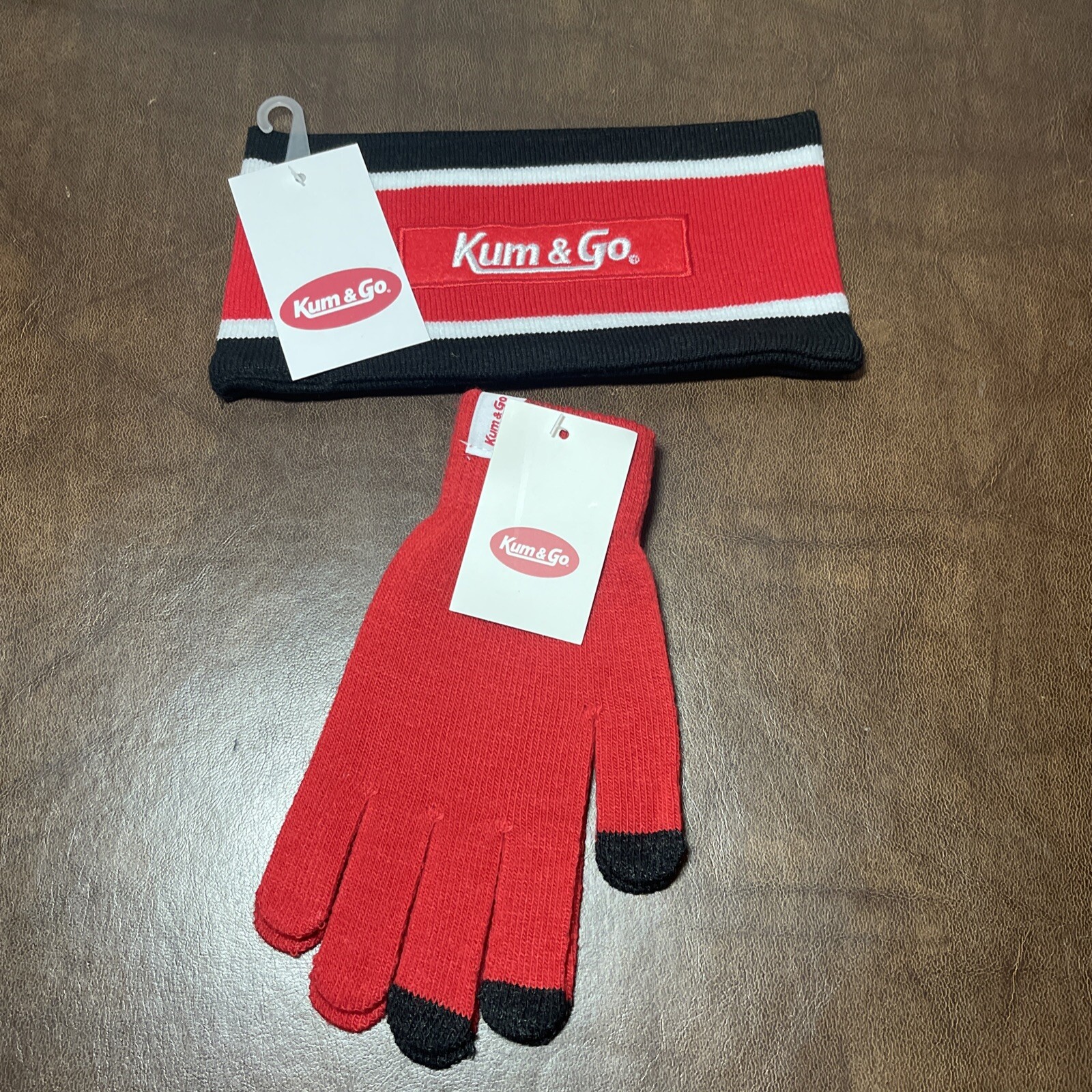 Kum & Go Winter Stretch Embroidered Logo Ear Warmer Head Band & Gloves One Size