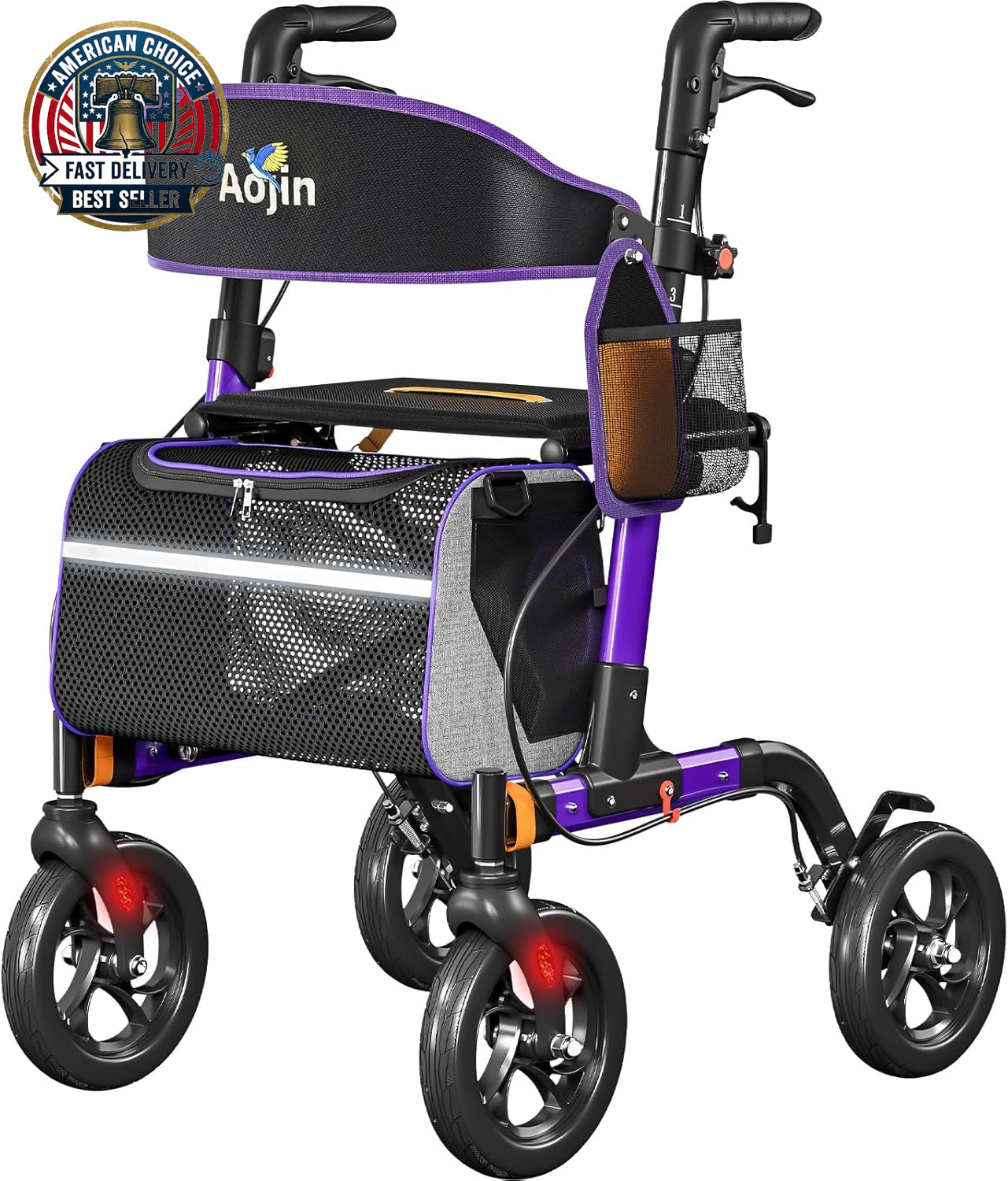 Walkers for Seniors, Rollator Walker with Seat, 350 Lb Weight Capacity, 18" Big