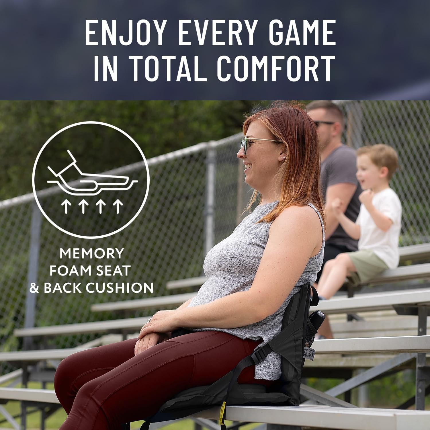 Stadium Seats with Back Support - Adjustable Memory Foam Bleacher Chairs with...