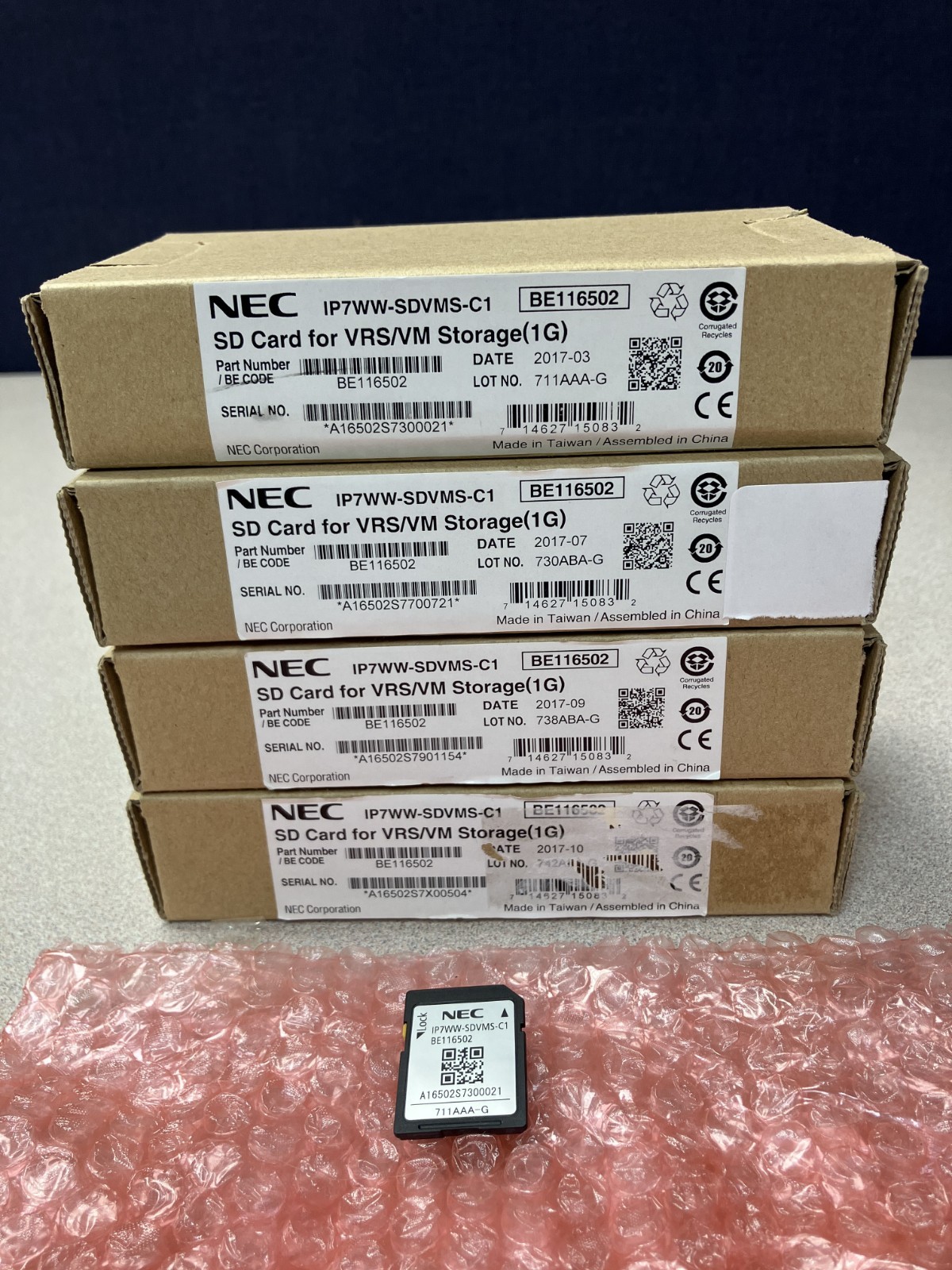 Lot of (5) NEC BE116502 1P7WW-SDVMS-C1 SD CARD For VRS/VM Storage *GET 1 FREE!