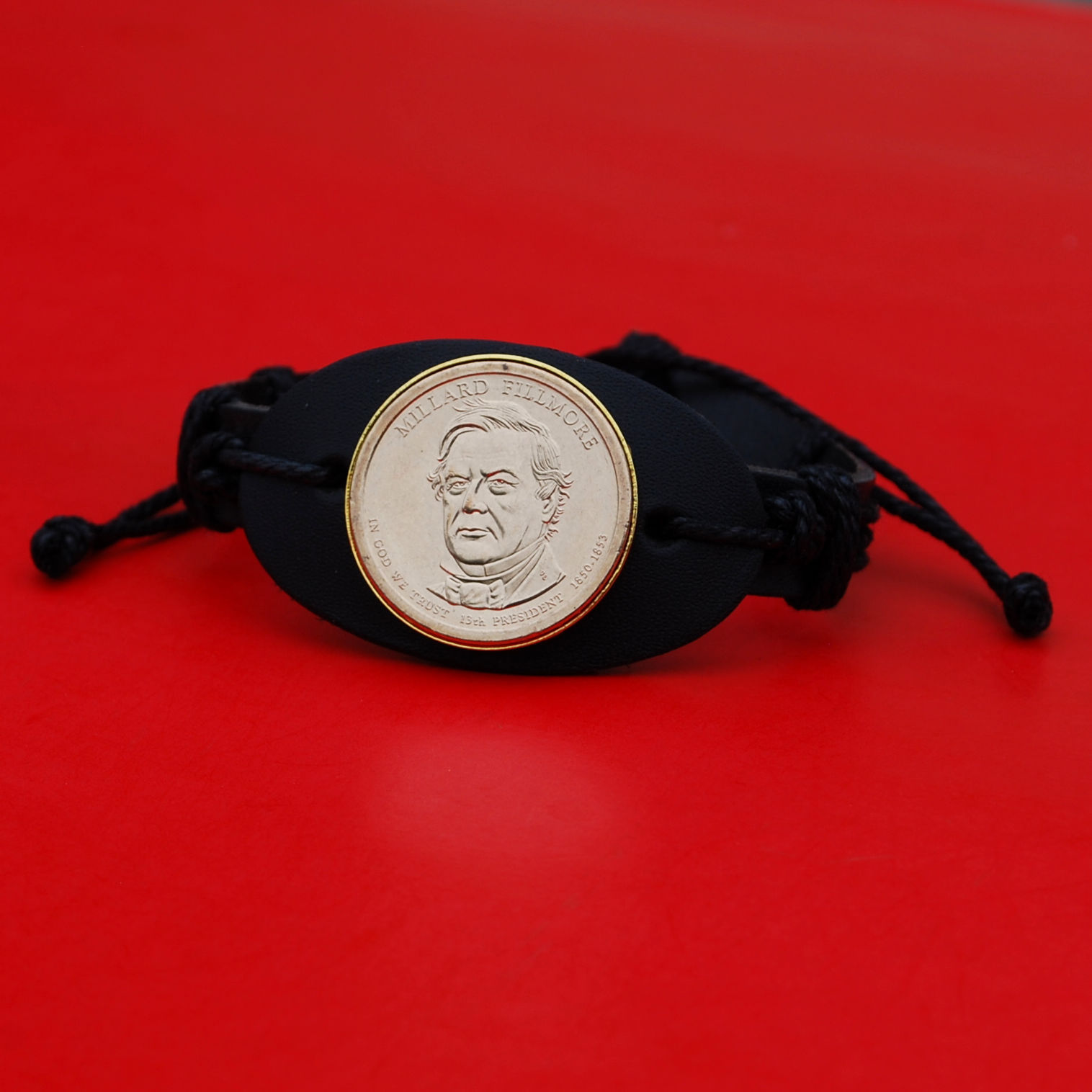 2010 Presidential Coin Genuine Leather Wristband Bracelet - Millard Fillmore