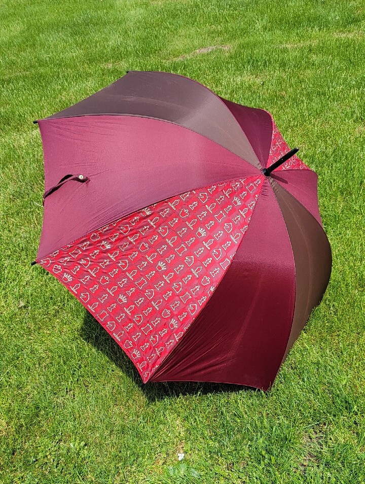 Vintage Aramis Horse Head Handle Umbrella Chess Pattern