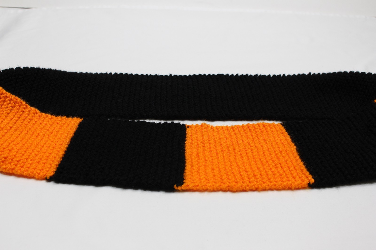 HANDMADE 5 1/2" X 29" INFINITY SCARF! HALLOWEEN OREGON / OKLAHOMA STATE COLORS