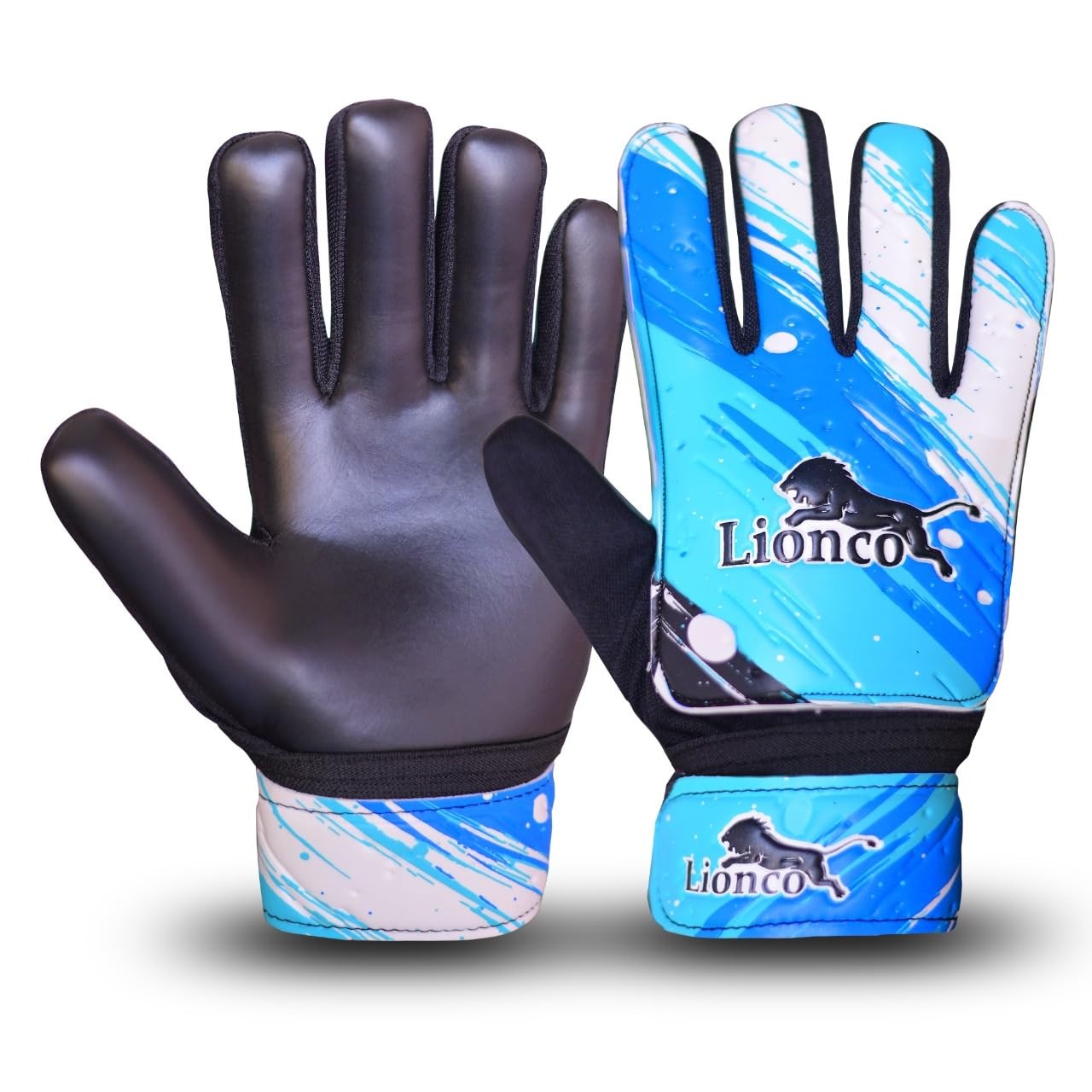LIONCO Kids Goalie Gloves,Youth Size 7 Suitable for S-M adult, CYAN