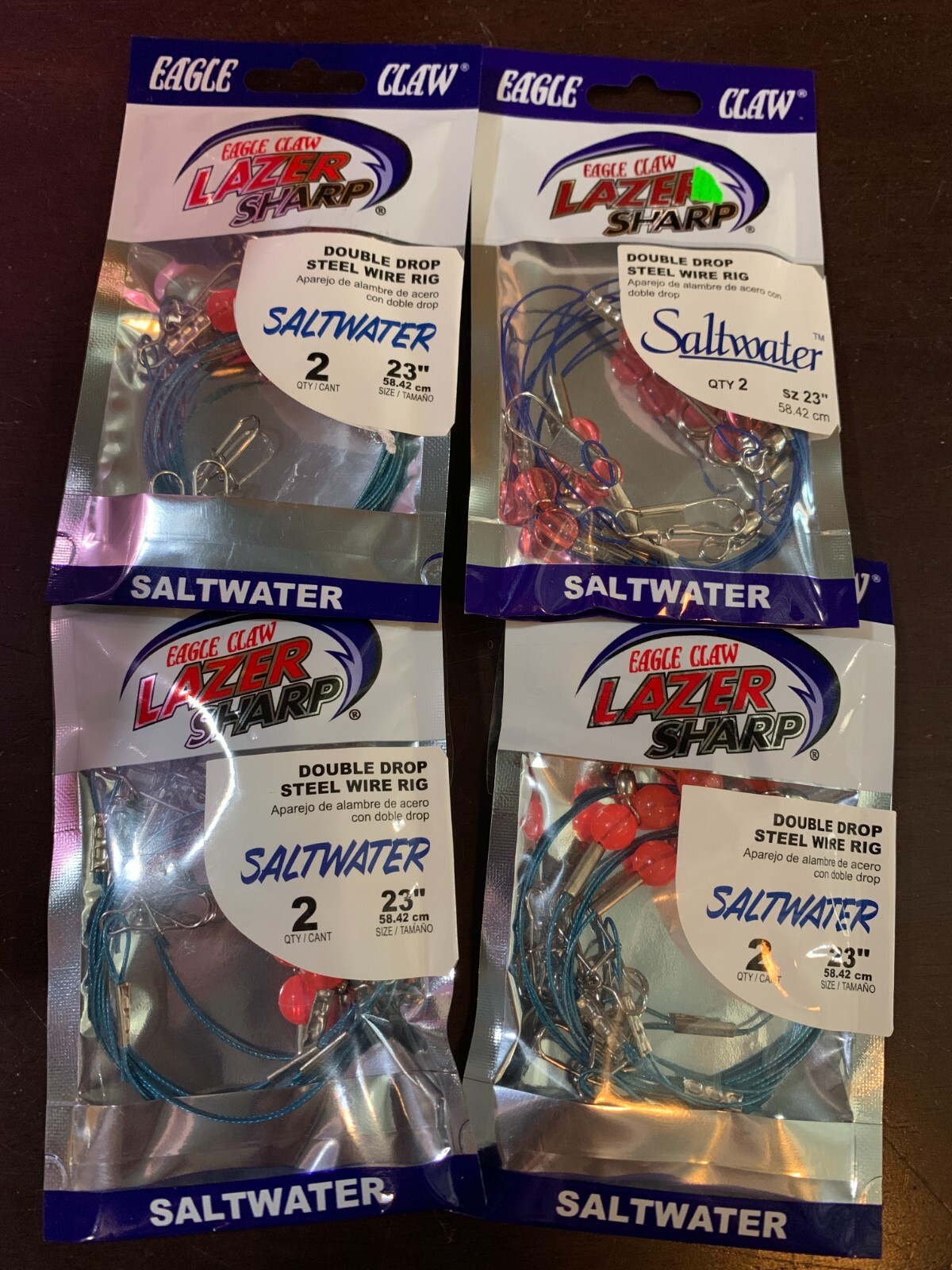 Double Drop Steel Wire Rig 2pk 23" Saltwater Lot x4pks Eagle Claw Lazer Sharp