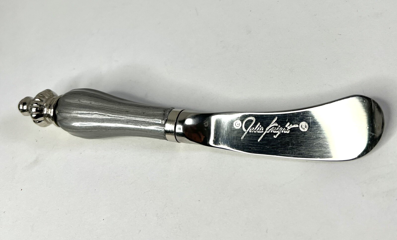 JULIA KNIGHT Spreader Butter Knife 6" Silver Enamel Handle & Stainless