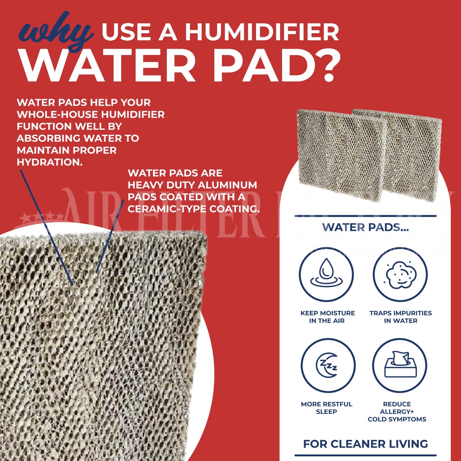 Compatible With Aprilaire A10-6 Humidifier Water Pad Replacement Filter (2 Pack)