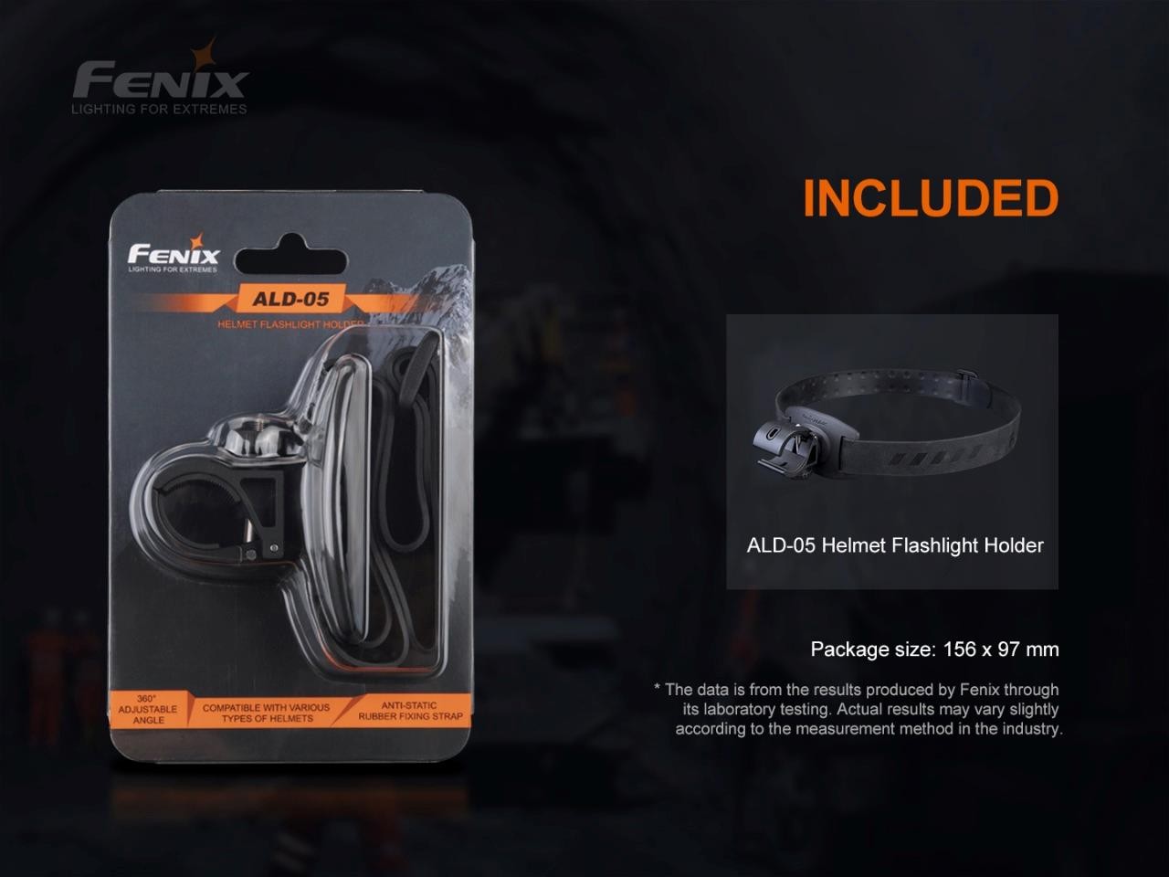 Fenix ALD-05 universal helmet flashlight holder with EdisonBright acc. case PD36