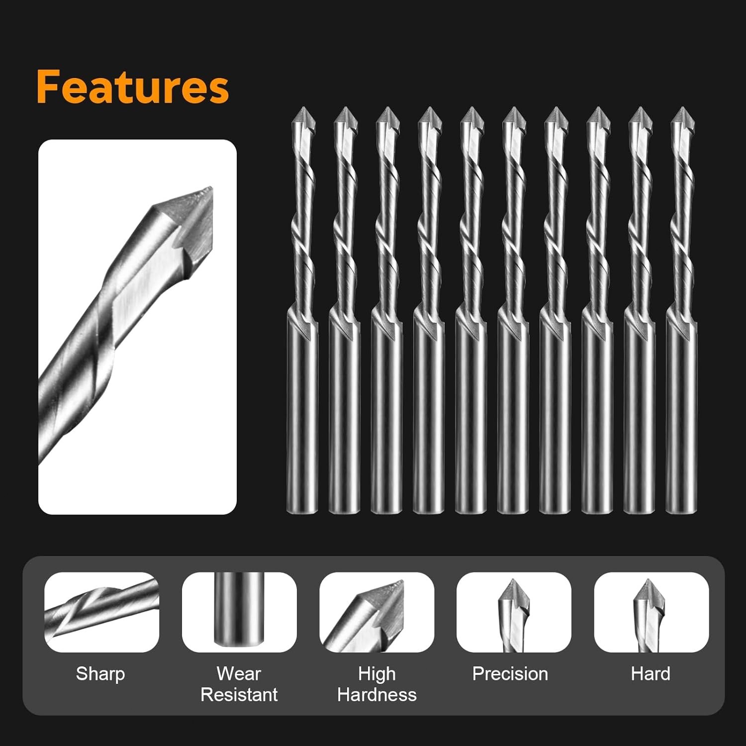 12Pcs 3/16" Drywall Cut Out Bit GuidePoint Cutout Router Bit Rotary Tool Saw Bit
