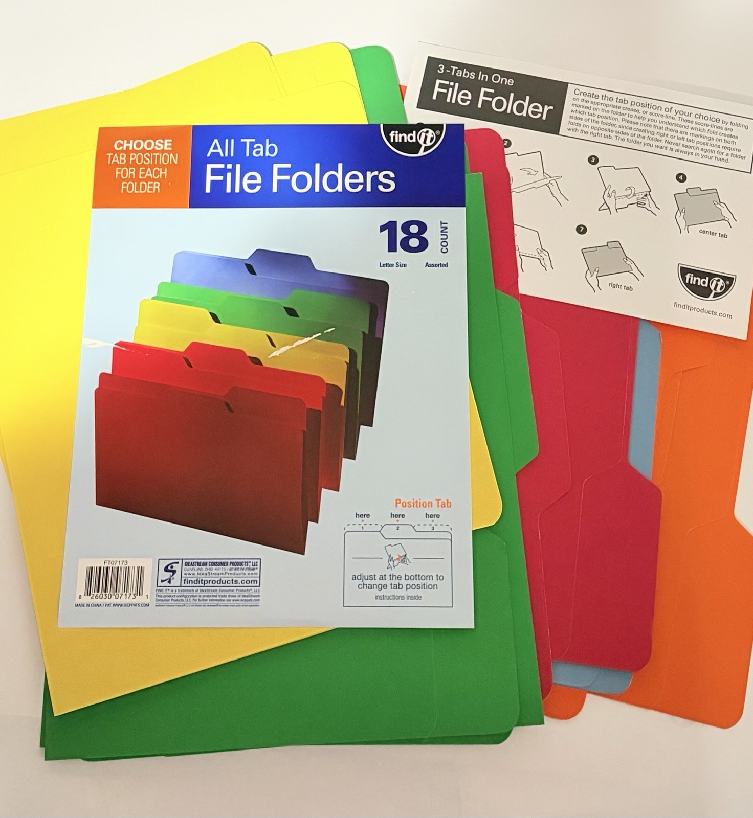 All Tab File Folders Letter Size Multi Colors Choose Tab Position 18 Ct Find It