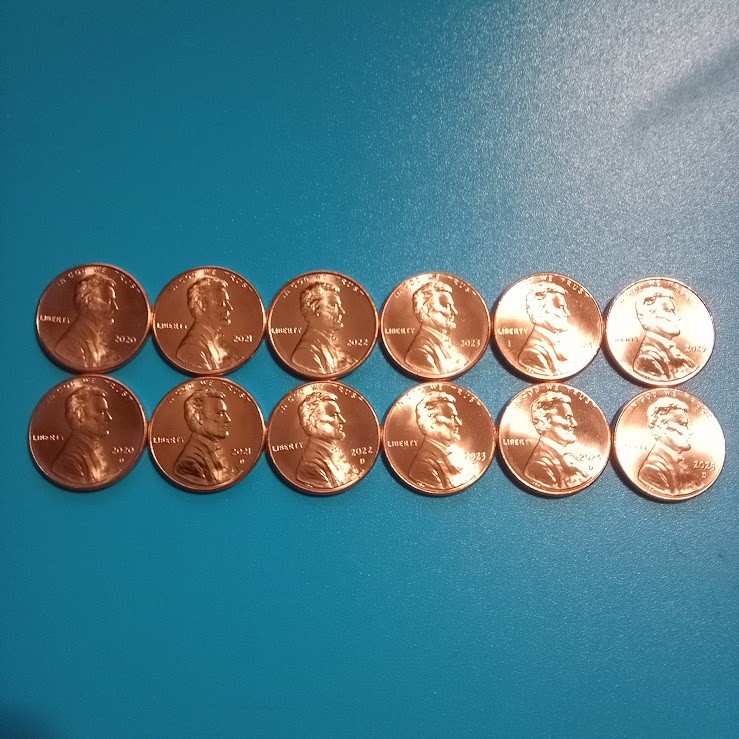 2020 2021 2022 2023 2024 2025 P &D Lincoln Penny Last 6 Years BU From OBW Rolls