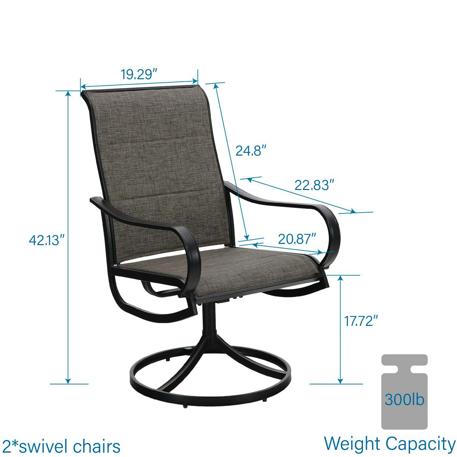Swivel Patio Dining Chair Set of 2 High Back Outdoor Chairs Furniture