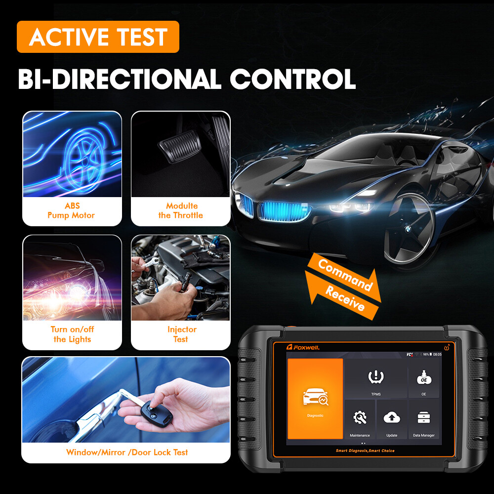 Foxwell NT809TS Bidirectional Car OBD2 Scanner Diagnostic Tool TPMS programming