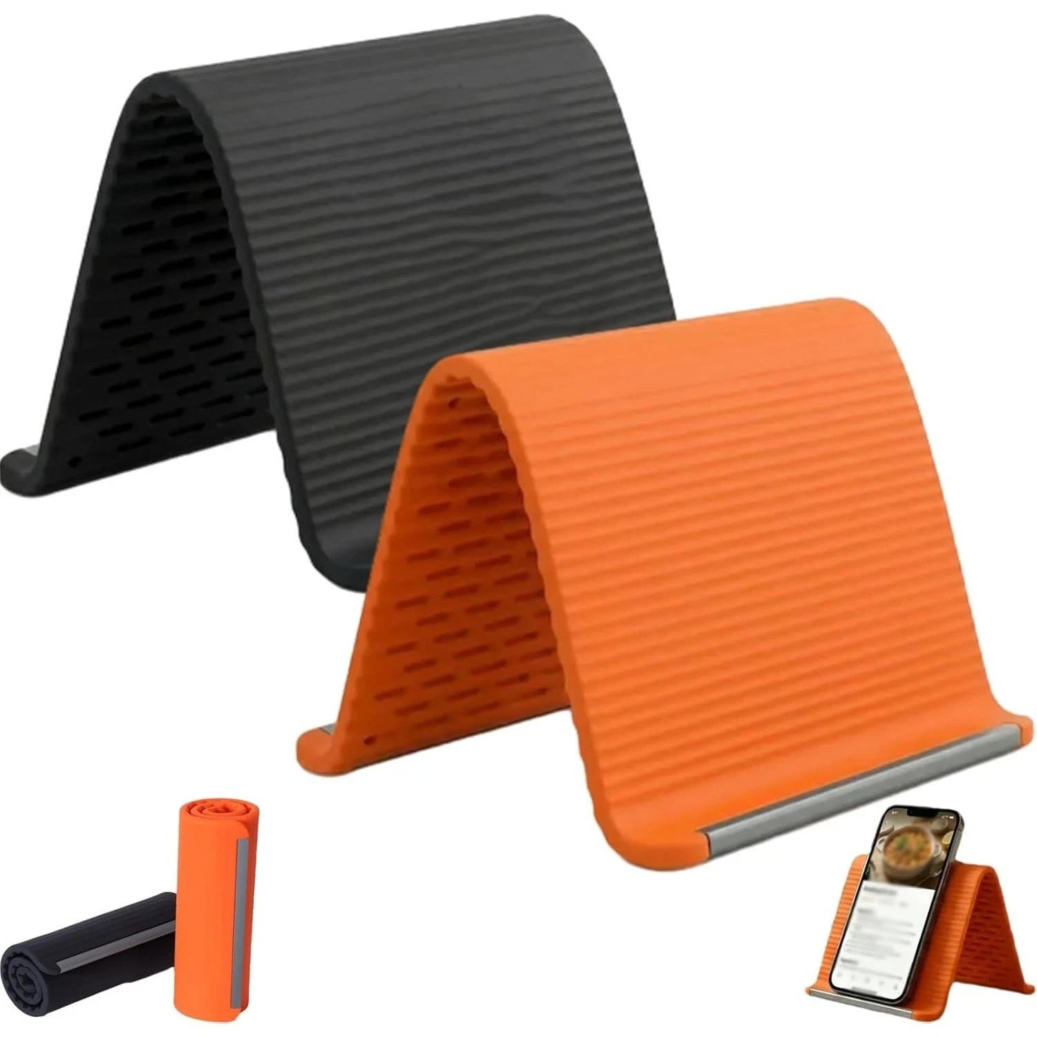 Foldable Phone Stand Adjustable Silicone Aluminum Desktop Holder Anti-Slip Mount