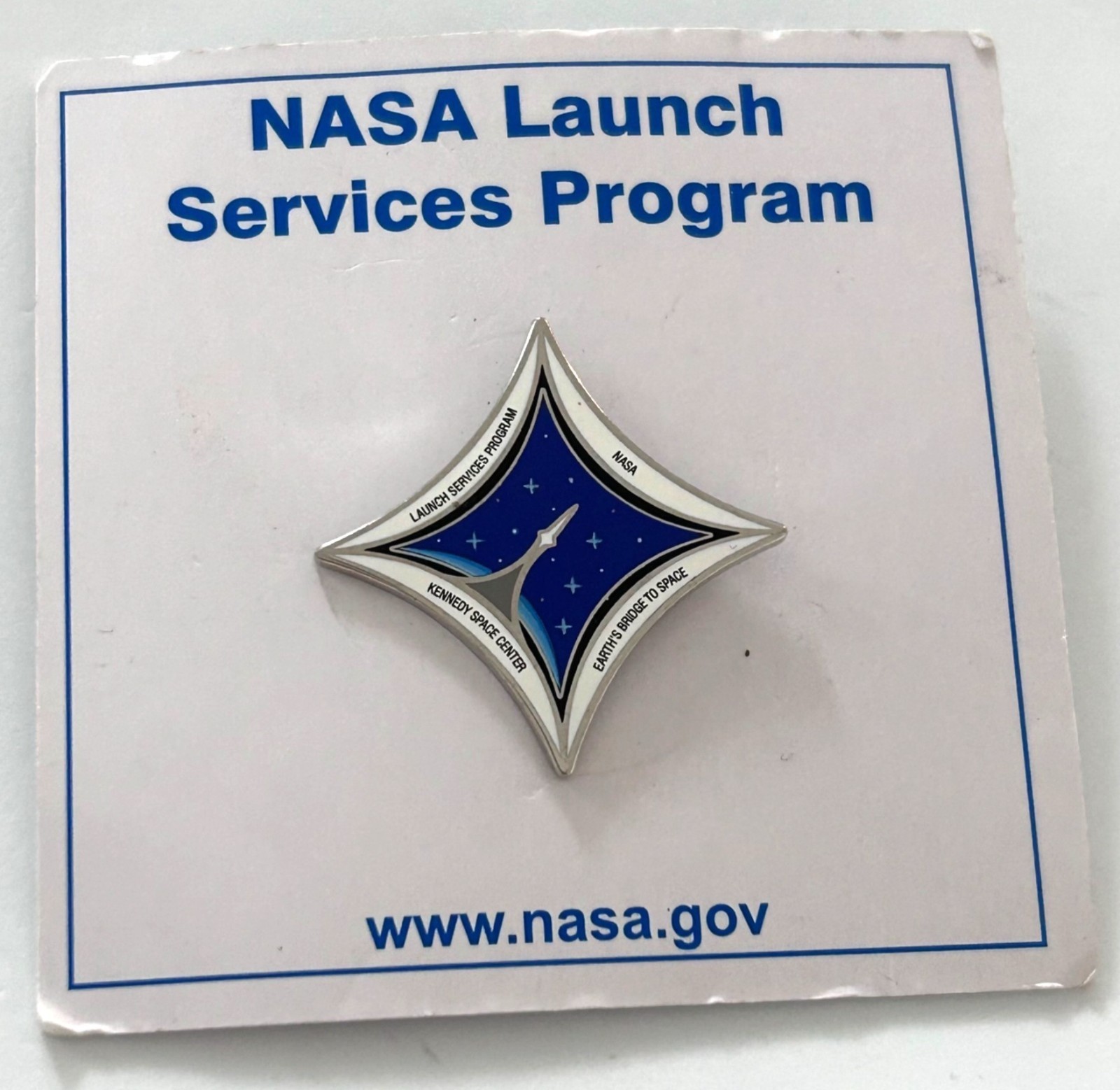 NASA Launch Services Program Logo Lapel Pin Spaceship Rocket