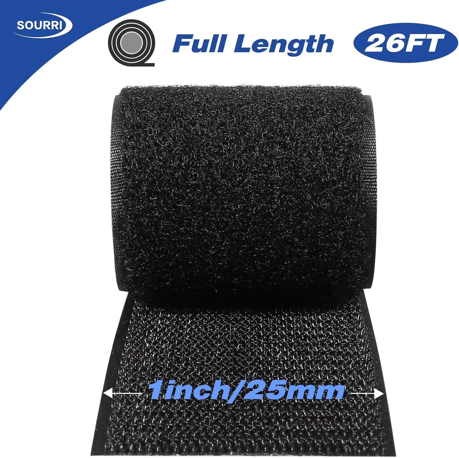 Heavy Duty 1 Inch x 26 Feet Self-Adhesive Hook and Loop Tape for Versatile Use