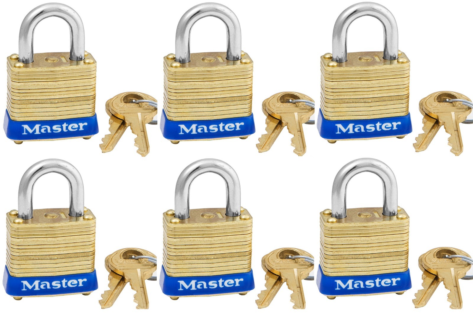 new Master Lock 8KA P451 Brass Set of 6 Keyed Alike Small Discontinued @ Factory