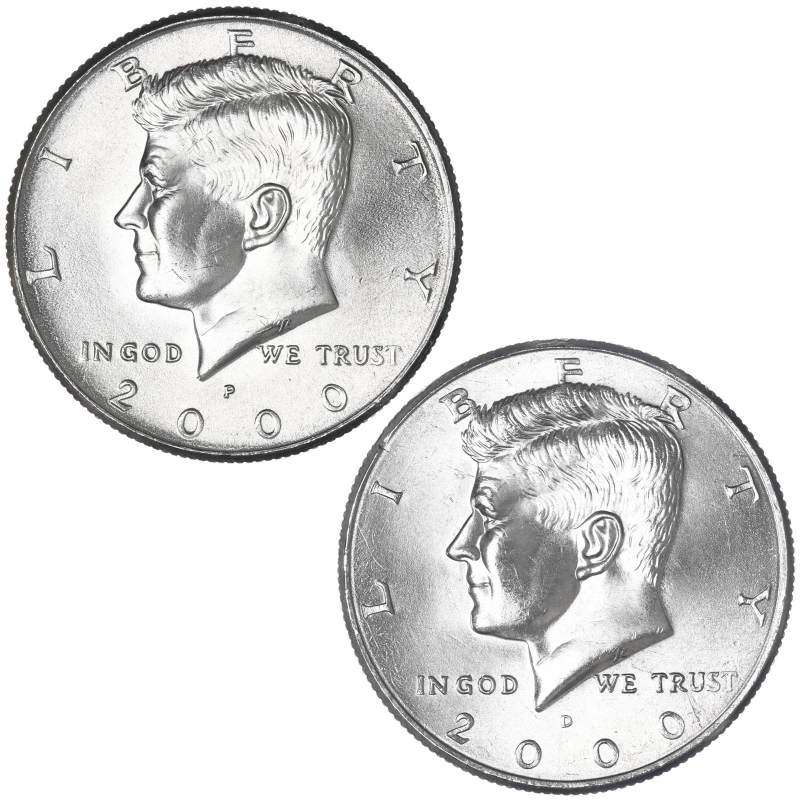 2000 P D Kennedy Half Dollar BU 2 Coin Year Set