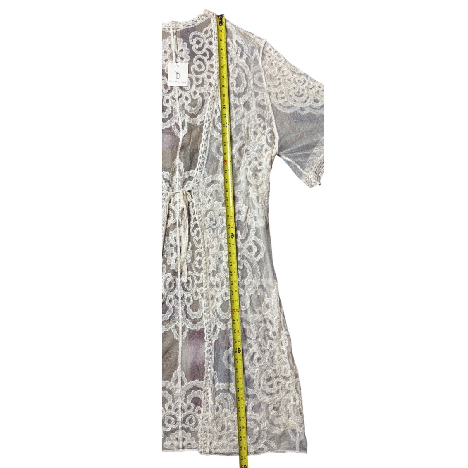 Do Everything In Love Floral Lace Kimono Duster Ivory Short Sleeve Boho