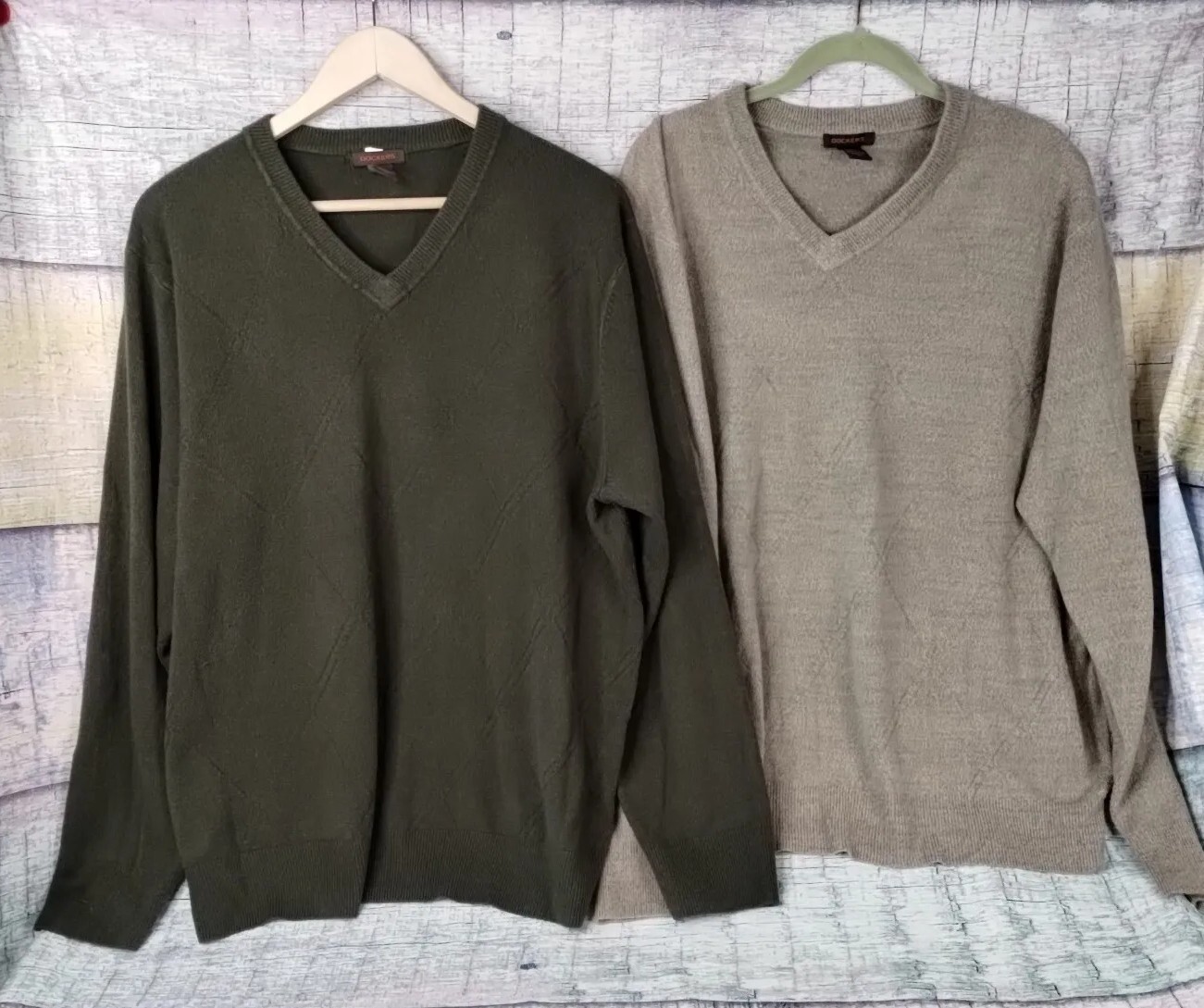 2 Dockers XXL Mens Knit Sweater Gray Green  Long Sleeve Sweaters 2XL