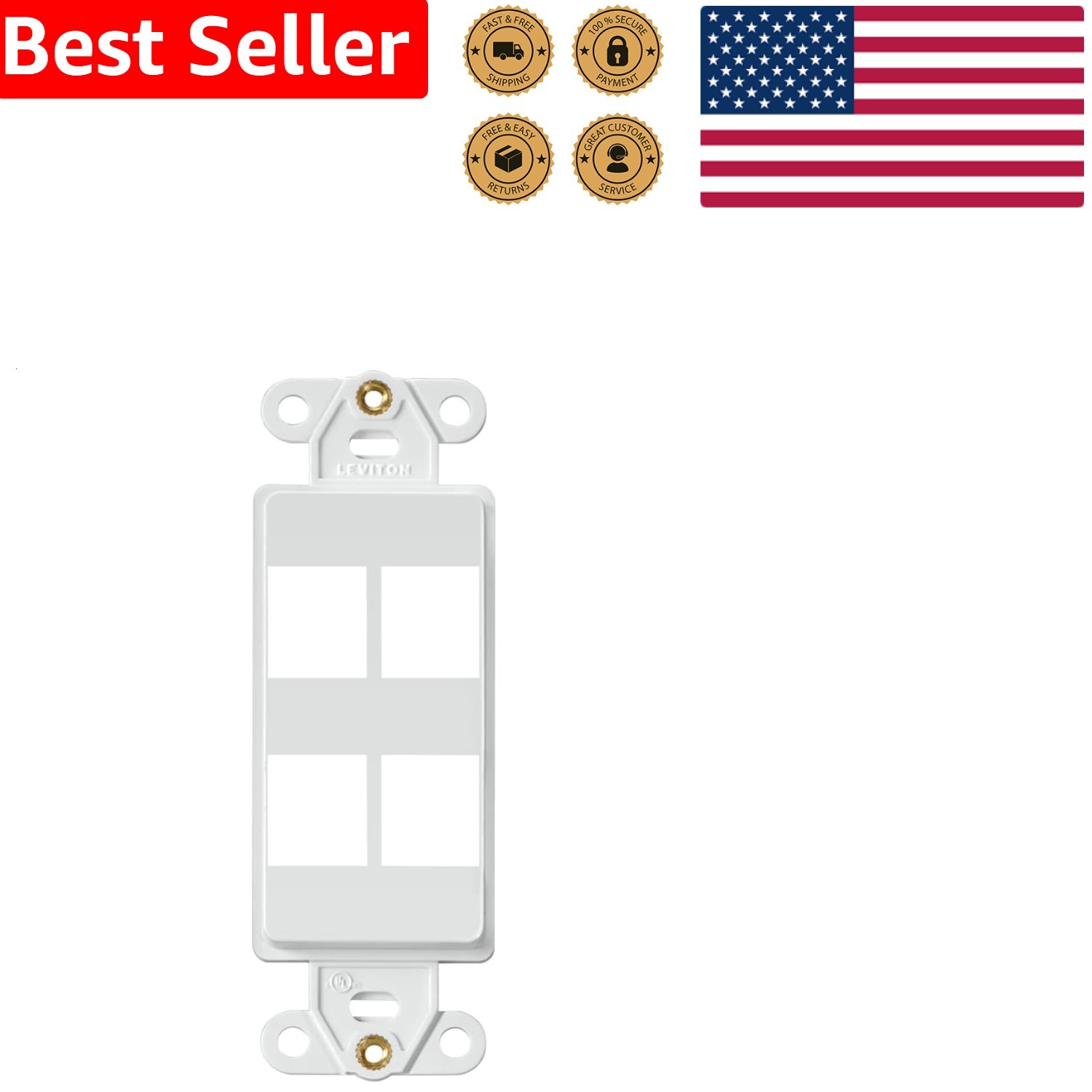 QuickPort 4-Port Decora Insert White Leviton 41644-W Plastic Housing