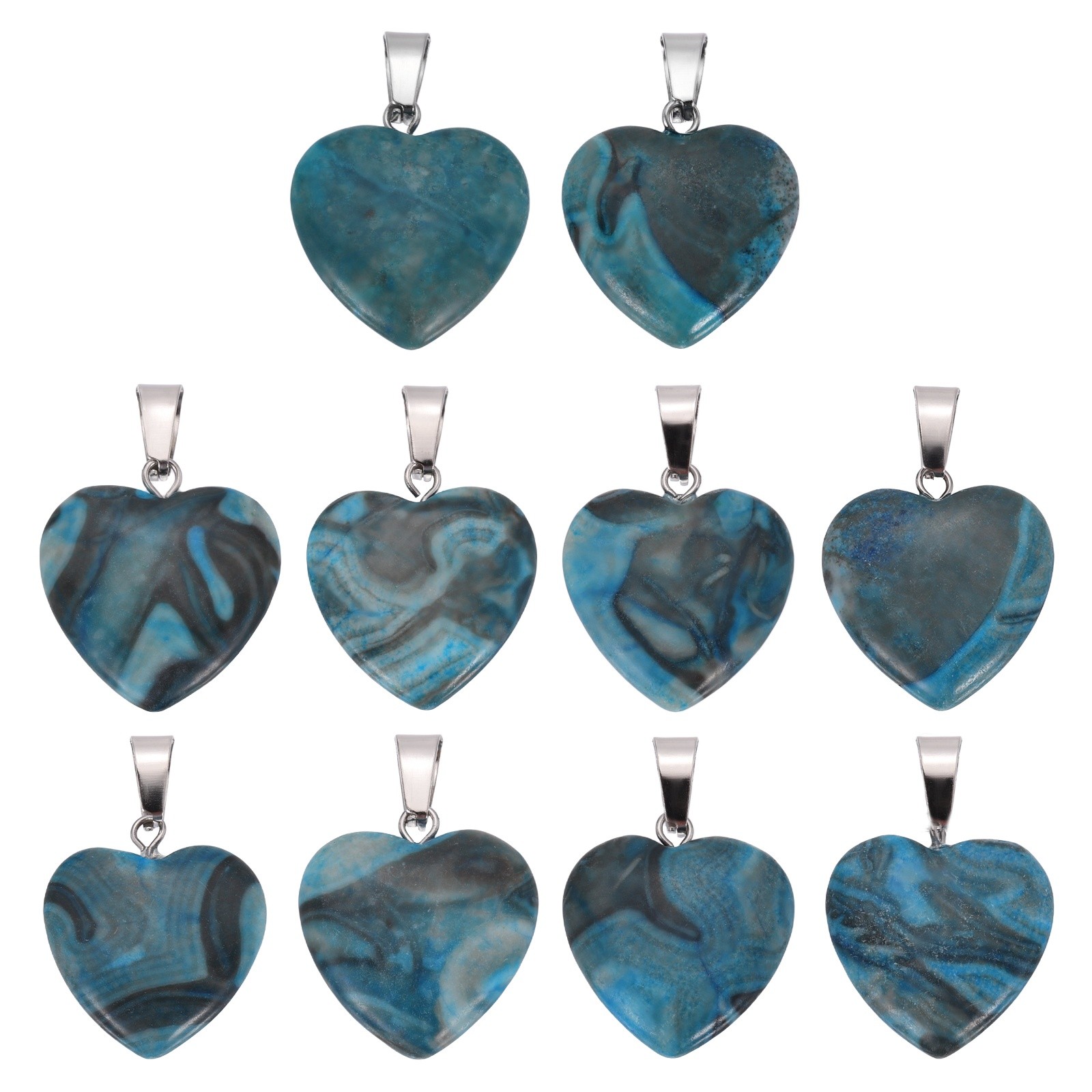10 Pcs Heart Stone Pendants, 20mm Love Heart Pendants Dark Blue Love Charm