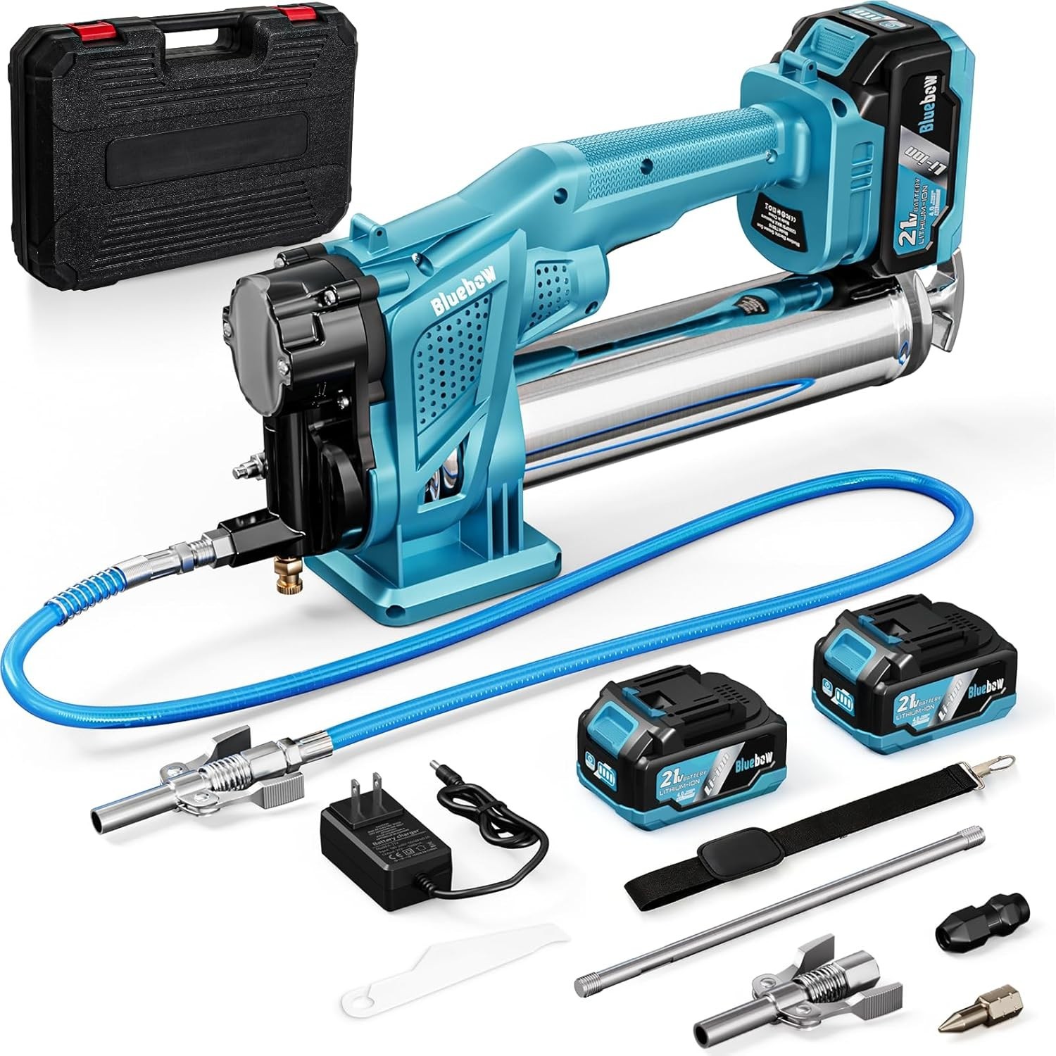 Electric Grease Gun, 12000 PSI Max Pressure, 5.3 oz/min Flow Rate, 2 Batteries