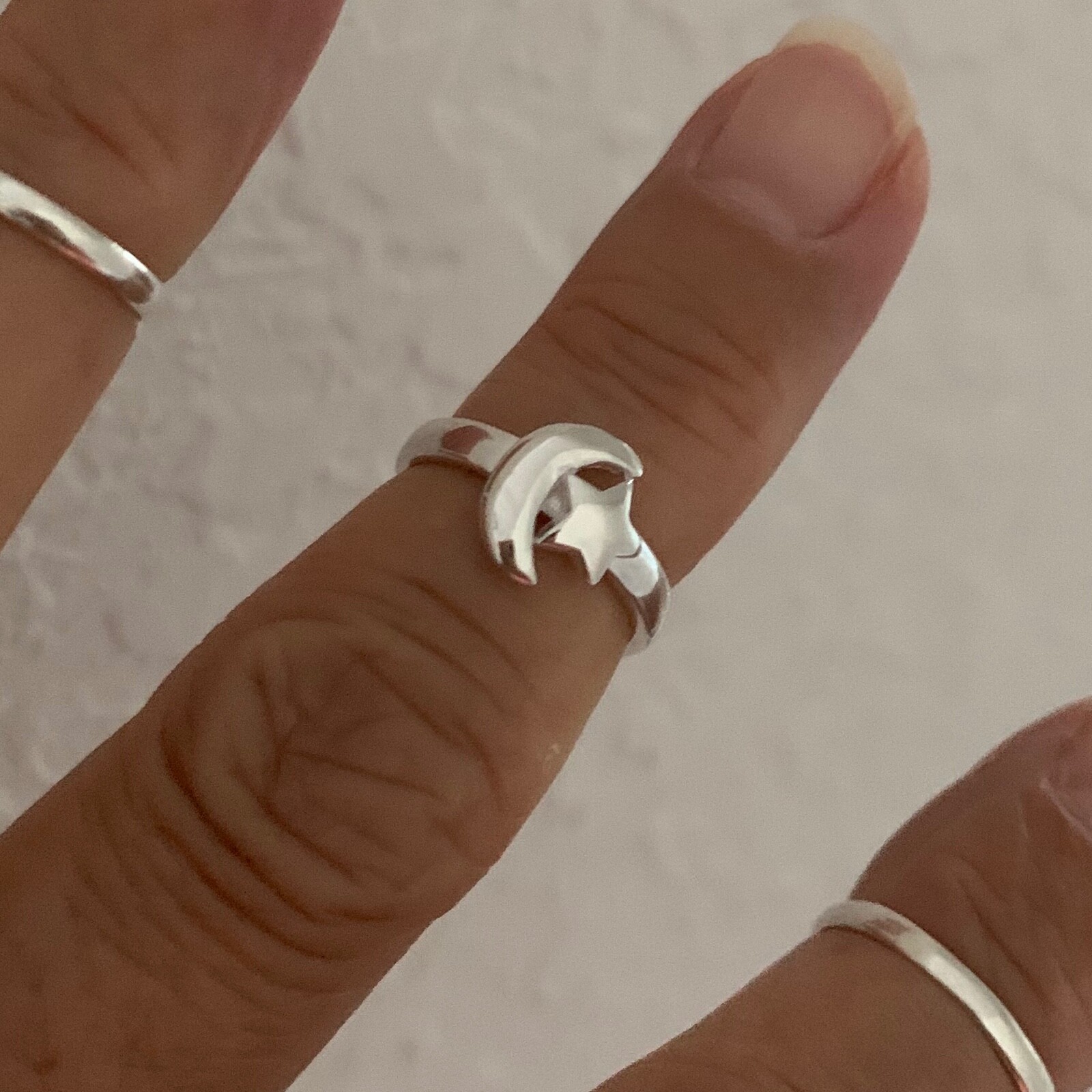 Sterling Silver Moon and Star Toe Ring, Moon Ring, Silver Rings, Star Ring