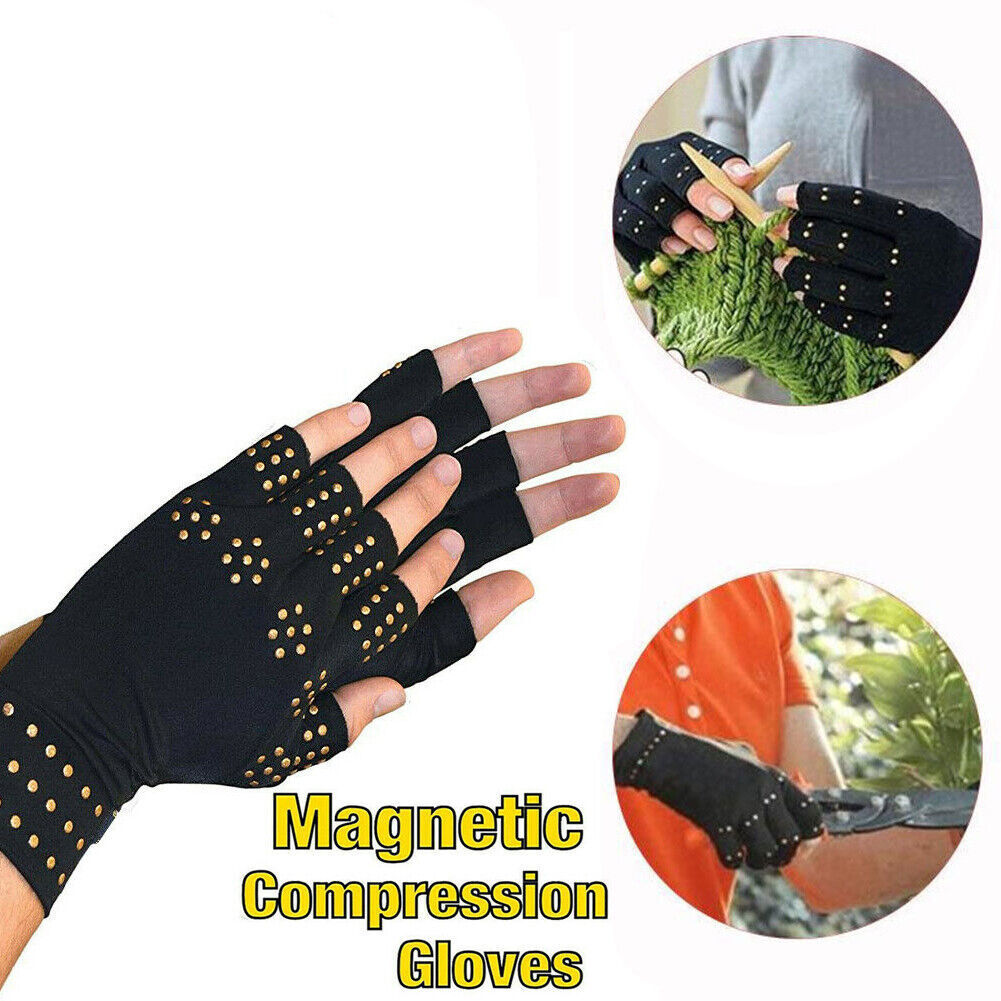 2 Pair Copper Arthritis Compression Gloves Hand Carpal Support Joint Pain Relief