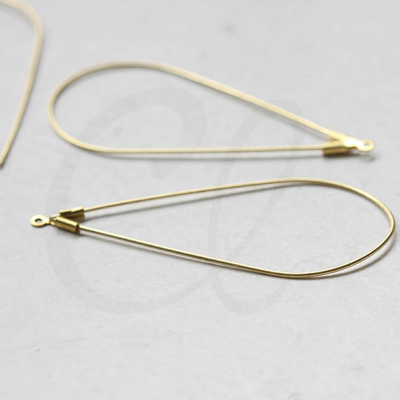 10pcs Raw Brass Brass Base Earring Hooks-Teardrop-Tear 54.4x25.6mm (CW-3450C)