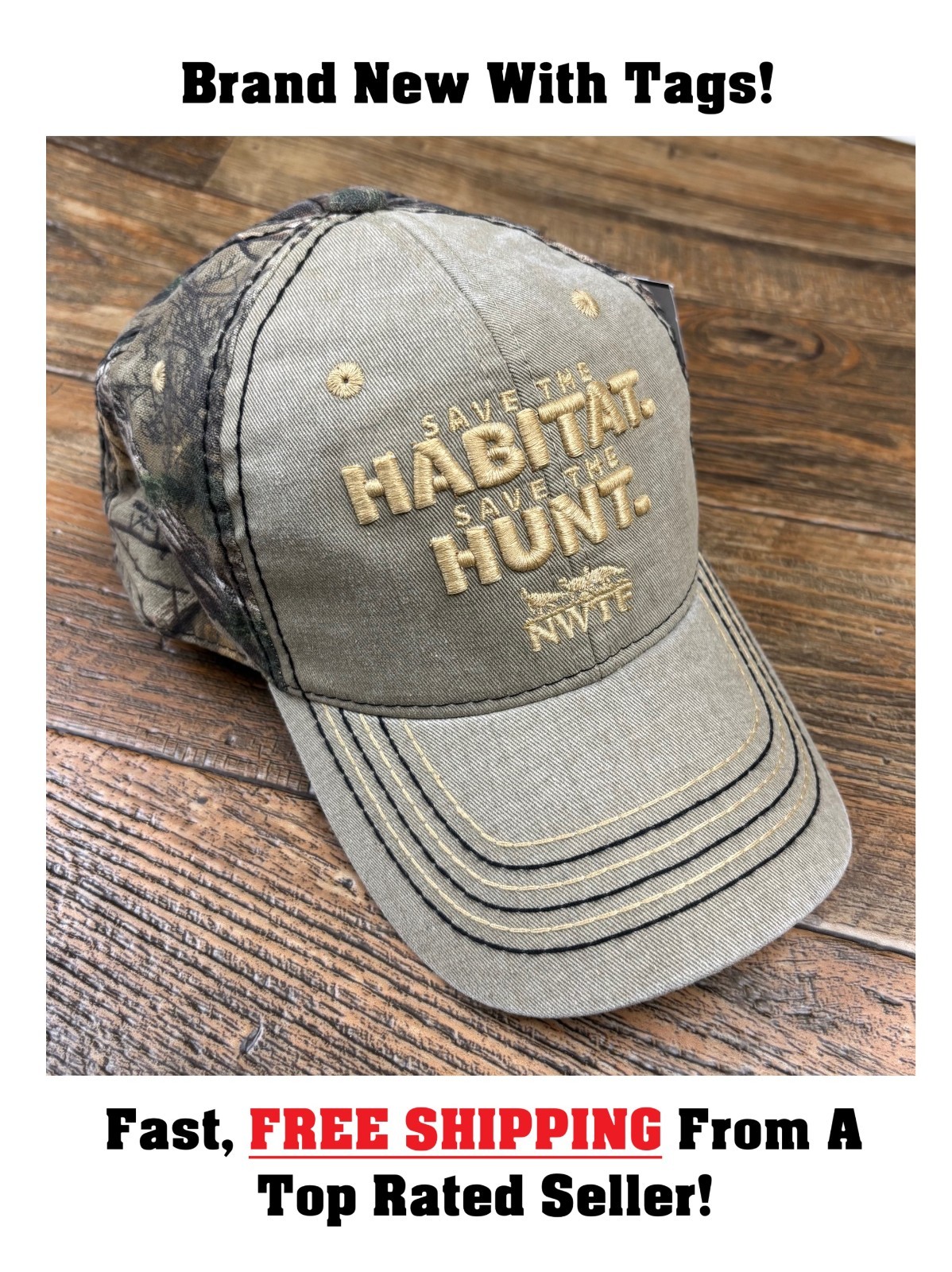 NWTF National Wild Turkey Federation Realtree Xtra Camo/Tan Hunting Hat/Cap -28A